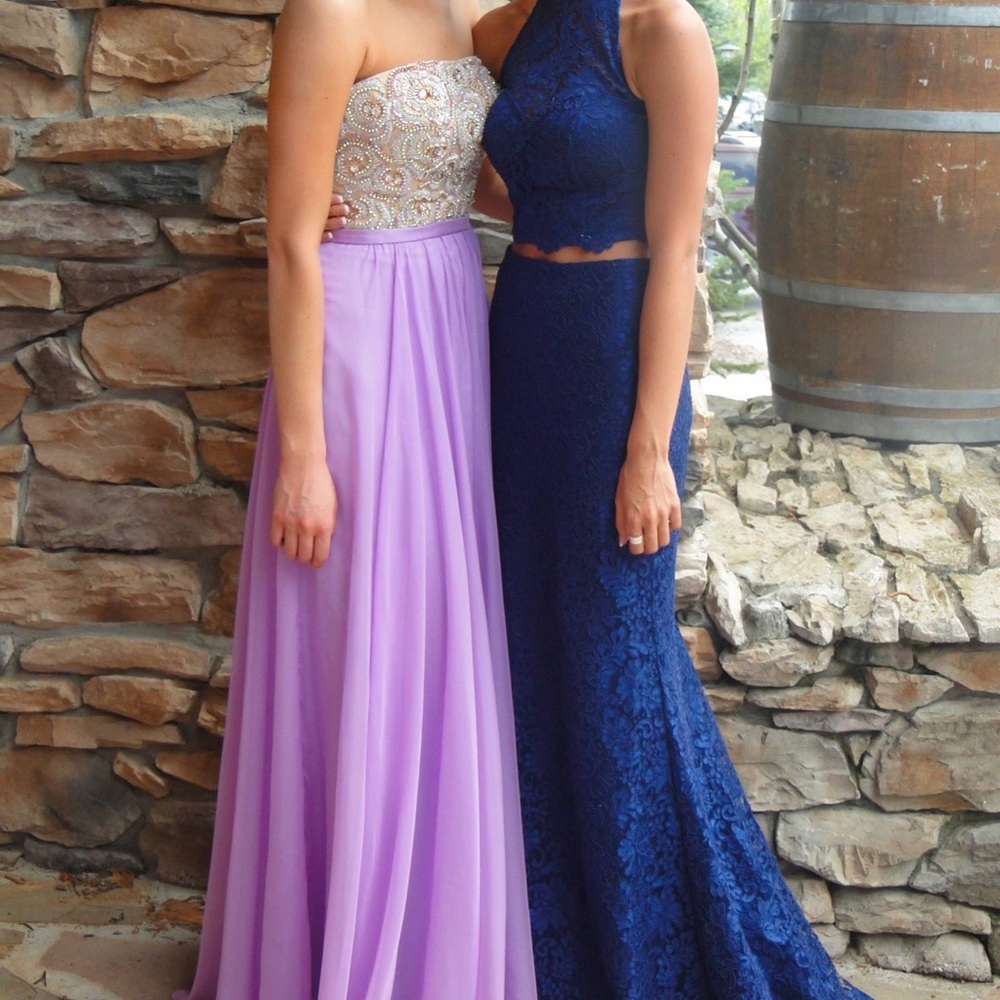 Sherri Hill lavender beaded strapless dress